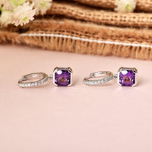 Load image into Gallery viewer, Natural Amethyst Halo Drop Earrings Fine Color Jewels Amethyst Earrings February Birthstone, best gift for girls, best gift for women, BridematesGift, Dangle Drop earrings, dla-dm-discount-all-154898, Earrings For Women, gift for her, Gift for Mom, gift from daughter, Healing Earrings, Nature Amethyst, Valentine&#39;s Day gift