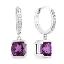 Load image into Gallery viewer, Natural Amethyst Halo Drop Earrings Fine Color Jewels Amethyst Earrings February Birthstone, best gift for girls, best gift for women, BridematesGift, Dangle Drop earrings, dla-dm-discount-all-154898, Earrings For Women, gift for her, Gift for Mom, gift from daughter, Healing Earrings, Nature Amethyst, Valentine&#39;s Day gift