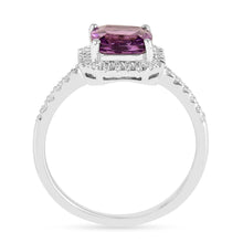 Load image into Gallery viewer, Natural Amethyst Cushion Halo Ring FineColorJewels amethyst halo ring, amethyst promise ring, best gift for girls, best gift for women, Christmas gift, dla-dm-discount-all-154898, February Birthstone, gift for her, Gift for Mom, gift for women, gift from daughter, halo ring, New Year gift, purple gemstone ring, Silver Halo Ring, Valentine&#39;s Day gift