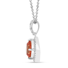 Load image into Gallery viewer, Peach Sapphire Cushion Pendant Necklace FineColorJewels 925 Sterling Silver, best gift for girls, best gift for women, dla-dm-discount-all-154898, gift for her, gift from daughter, Necklace, peach Gemstone, Peach Sapphire Jewelry, peach Sapphire necklace, peach sapphire pendant necklaceLab Created Padparadscha necklaces, Pink Orange Sapphire, square necklace, Trending Jewelry, Valentine&#39;s Day gift