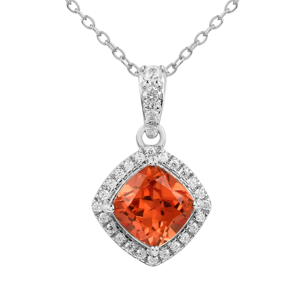 Peach Sapphire Cushion Pendant Necklace FineColorJewels 925 Sterling Silver, best gift for girls, best gift for women, dla-dm-discount-all-154898, gift for her, gift from daughter, Necklace, peach Gemstone, Peach Sapphire Jewelry, peach Sapphire necklace, peach sapphire pendant necklaceLab Created Padparadscha necklaces, Pink Orange Sapphire, square necklace, Trending Jewelry, Valentine's Day gift