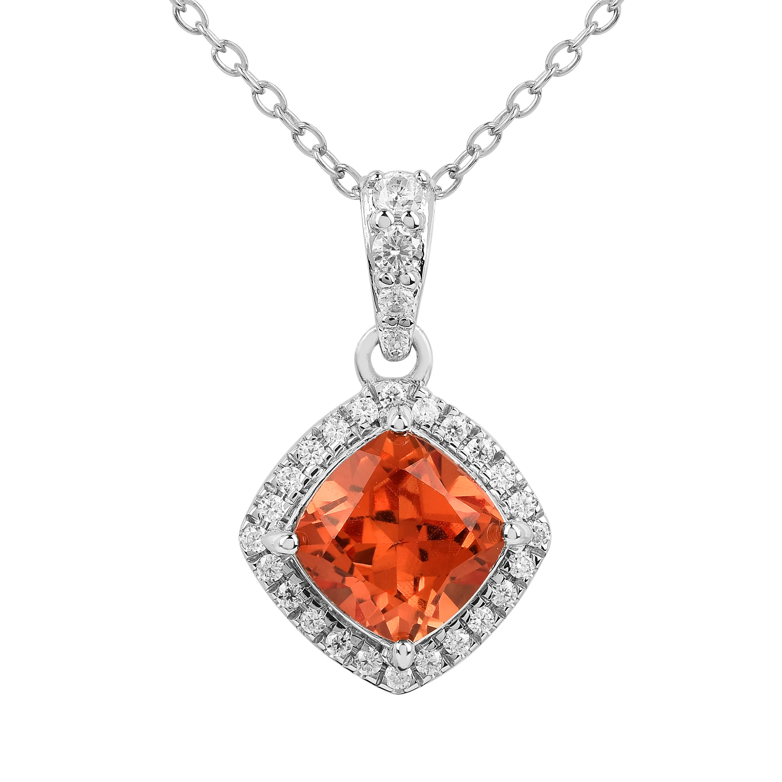 Peach Sapphire Cushion Pendant Necklace FineColorJewels 925 Sterling Silver, best gift for girls, best gift for women, dla-dm-discount-all-154898, gift for her, gift from daughter, Necklace, peach Gemstone, Peach Sapphire Jewelry, peach Sapphire necklace, peach sapphire pendant necklaceLab Created Padparadscha necklaces, Pink Orange Sapphire, square necklace, Trending Jewelry, Valentine's Day gift