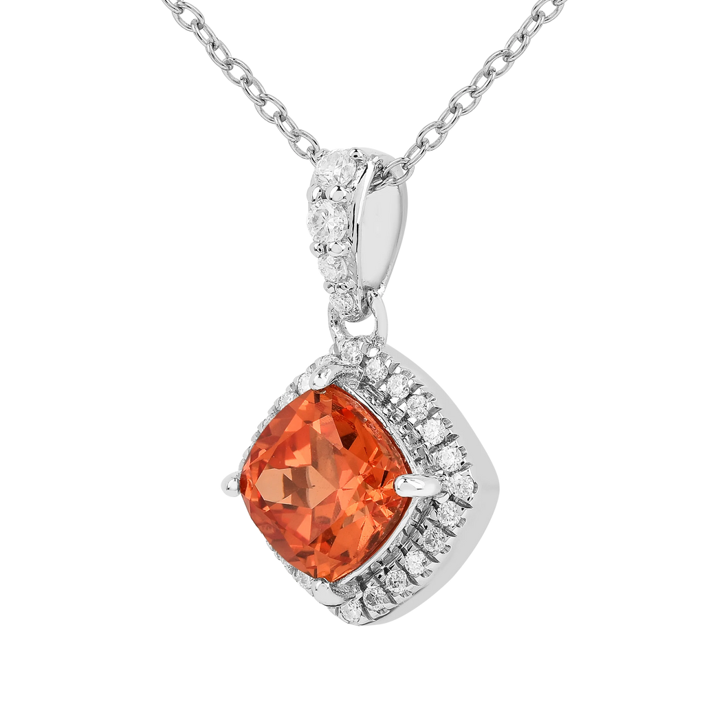 Peach Sapphire Cushion Pendant Necklace FineColorJewels 925 Sterling Silver, best gift for girls, best gift for women, dla-dm-discount-all-154898, gift for her, gift from daughter, Necklace, peach Gemstone, Peach Sapphire Jewelry, peach Sapphire necklace, peach sapphire pendant necklaceLab Created Padparadscha necklaces, Pink Orange Sapphire, square necklace, Trending Jewelry, Valentine's Day gift
