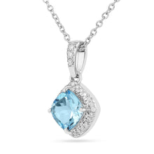 Load image into Gallery viewer, Natural Blue Topaz Cushion Pendant Necklace FineColorJewels 925 Sterling Silver, best gift for girls, best gift for women, Blue Gemstone Necklace, Blue Topaz Jewelry, Blue Topaz Pendant, Dainty Topaz Necklace, December Birthstone, December Birthstone Necklace, dla-dm-discount-all-154898, gift for her, gift from daughter, Necklace, Valentine&#39;s Day gift