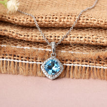 Load image into Gallery viewer, Natural Blue Topaz Cushion Pendant Necklace FineColorJewels 925 Sterling Silver, best gift for girls, best gift for women, Blue Gemstone Necklace, Blue Topaz Jewelry, Blue Topaz Pendant, Dainty Topaz Necklace, December Birthstone, December Birthstone Necklace, dla-dm-discount-all-154898, gift for her, gift from daughter, Necklace, Valentine&#39;s Day gift