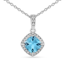 Load image into Gallery viewer, Natural Blue Topaz Cushion Pendant Necklace FineColorJewels 925 Sterling Silver, best gift for girls, best gift for women, Blue Gemstone Necklace, Blue Topaz Jewelry, Blue Topaz Pendant, Dainty Topaz Necklace, December Birthstone, December Birthstone Necklace, dla-dm-discount-all-154898, gift for her, gift from daughter, Necklace, Valentine&#39;s Day gift