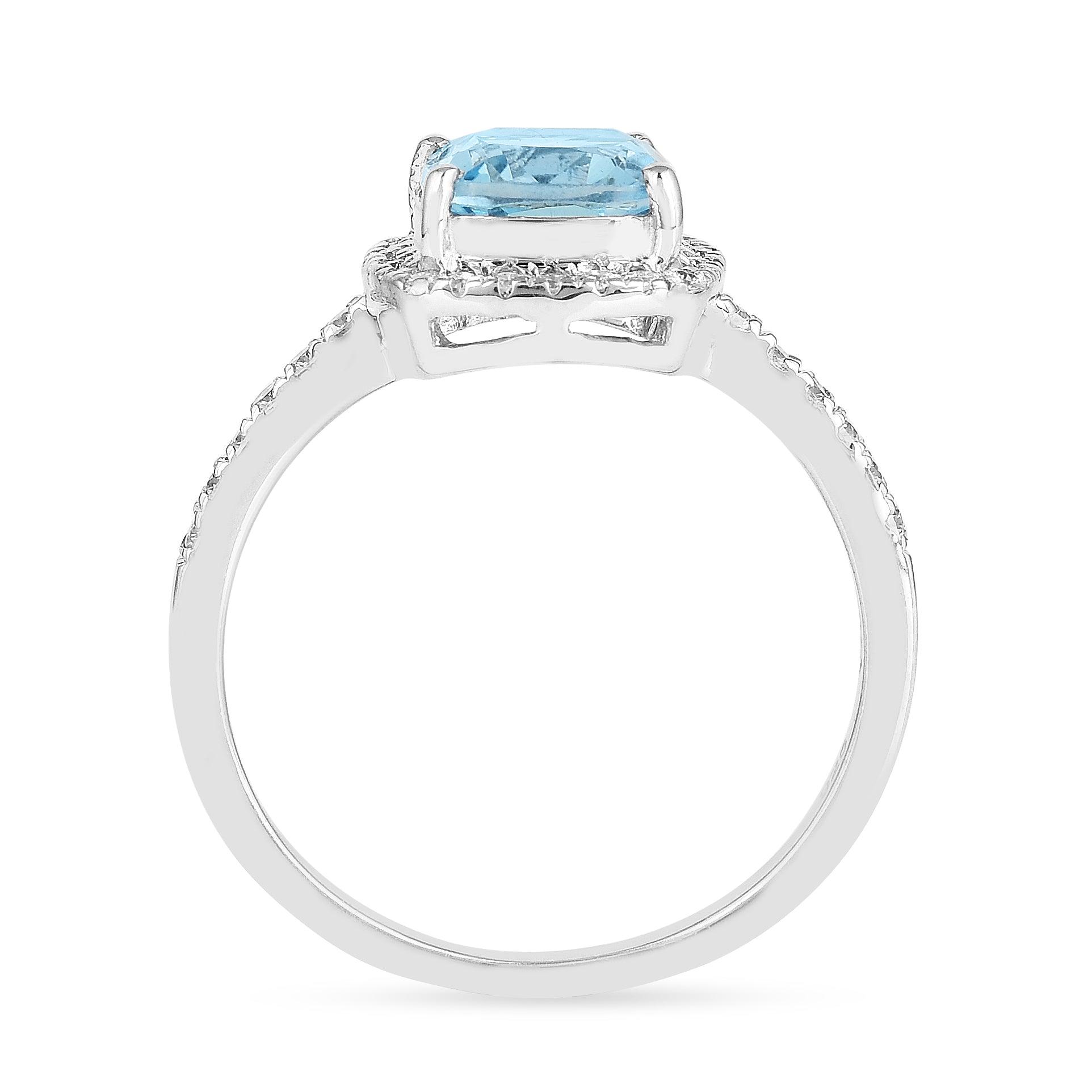 Natural Blue Topaz Cushion Halo Ring FineColorJewels 925 Sterling Silver, best gift for girls, best gift for women, Blue Topaz Jewelry, Blue Topaz Ring, December Birthstone, dla-dm-discount-all-154898, gift for her, Gift for Mom, gift for women, gift from daughter, Valentine's Day gift