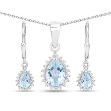 Load image into Gallery viewer, Sterling Silver Blue Topaz Necklace and Earring Set