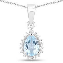 Load image into Gallery viewer, Sterling Silver Blue Topaz Necklace and Earring Set