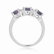 Load image into Gallery viewer, Three Stone Ring June Birthday Gift 925 Sterling Silver Ring Engagement Ring - FineColorJewels