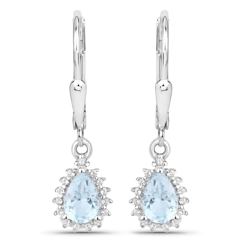 Sterling Silver Blue Topaz Necklace and Earring Set