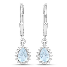 Load image into Gallery viewer, Sterling Silver Blue Topaz Necklace and Earring Set