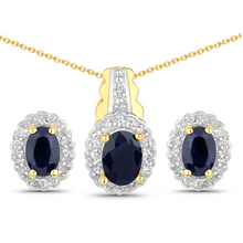 Load image into Gallery viewer, Sterling Silver Black Blue Sapphire Jewelry Set