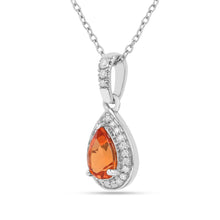 Load image into Gallery viewer, Peach sapphire Teardrop Pendant Necklace Fine Color Jewels AFFORDABLE NECKLACE, ANNIVERSARY GIFT FOR HER, dla-dm-discount-all-154898, HALO NECKLACE, necklace gift for her, NECKLACE GIFT FOR WOMEN, peach Gemstone, Peach Sapphire Jewelry, peach Sapphire necklace, peach sapphire pendant necklaceLab Created Padparadscha necklace, Pink Orange Sapphire, TEARDROP NECKLACE, Trending Jewelry