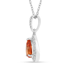 Load image into Gallery viewer, Peach sapphire Teardrop Pendant Necklace Fine Color Jewels AFFORDABLE NECKLACE, ANNIVERSARY GIFT FOR HER, dla-dm-discount-all-154898, HALO NECKLACE, necklace gift for her, NECKLACE GIFT FOR WOMEN, peach Gemstone, Peach Sapphire Jewelry, peach Sapphire necklace, peach sapphire pendant necklaceLab Created Padparadscha necklace, Pink Orange Sapphire, TEARDROP NECKLACE, Trending Jewelry