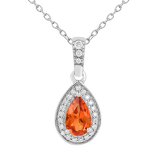 Load image into Gallery viewer, Peach sapphire Teardrop Pendant Necklace Fine Color Jewels AFFORDABLE NECKLACE, ANNIVERSARY GIFT FOR HER, dla-dm-discount-all-154898, HALO NECKLACE, necklace gift for her, NECKLACE GIFT FOR WOMEN, peach Gemstone, Peach Sapphire Jewelry, peach Sapphire necklace, peach sapphire pendant necklaceLab Created Padparadscha necklace, Pink Orange Sapphire, TEARDROP NECKLACE, Trending Jewelry
