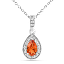 Load image into Gallery viewer, Peach sapphire Teardrop Pendant Necklace Fine Color Jewels AFFORDABLE NECKLACE, ANNIVERSARY GIFT FOR HER, dla-dm-discount-all-154898, HALO NECKLACE, necklace gift for her, NECKLACE GIFT FOR WOMEN, peach Gemstone, Peach Sapphire Jewelry, peach Sapphire necklace, peach sapphire pendant necklaceLab Created Padparadscha necklace, Pink Orange Sapphire, TEARDROP NECKLACE, Trending Jewelry