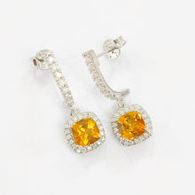 Load image into Gallery viewer, Natural Citrine Dangle Drop Halo Earrings Fine Color Jewels citrine dangle drops, Citrine Halo Earrings for her, dla-dm-discount-all-154898, halo style earrings, Natural Yellow Gemstone Ring Gift, November Birthstone Earrings Gift