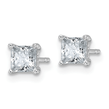 Load image into Gallery viewer, 14k White Gold, Lab Grown Diamond, Square Solitaire Studs Earrings