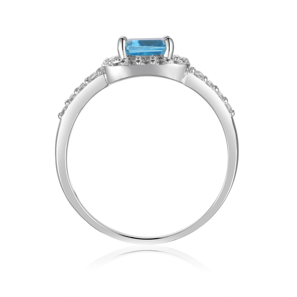 Sterling Silver Blue Topaz Ring accented with White Topaz - FineColorJewels