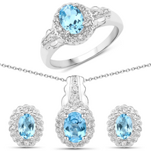 Load image into Gallery viewer, Swiss Blue Topaz Necklace and Earring set