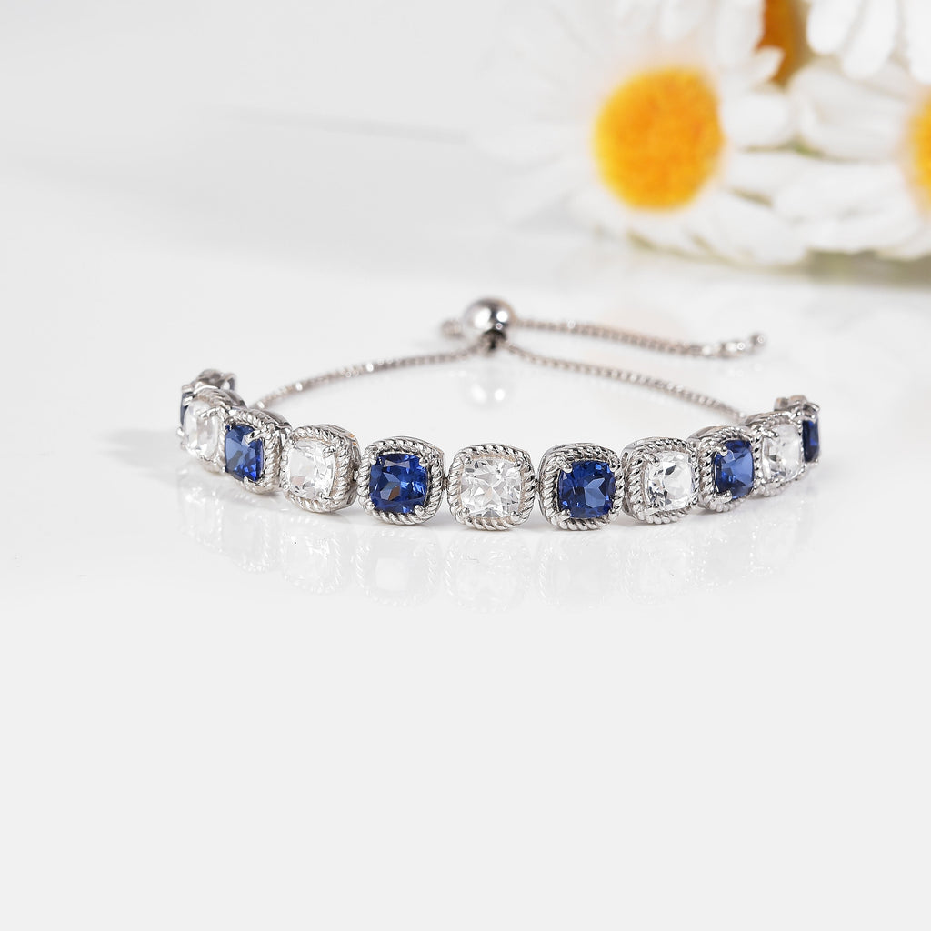 Created Blue Sapphire Tennis Bracelet