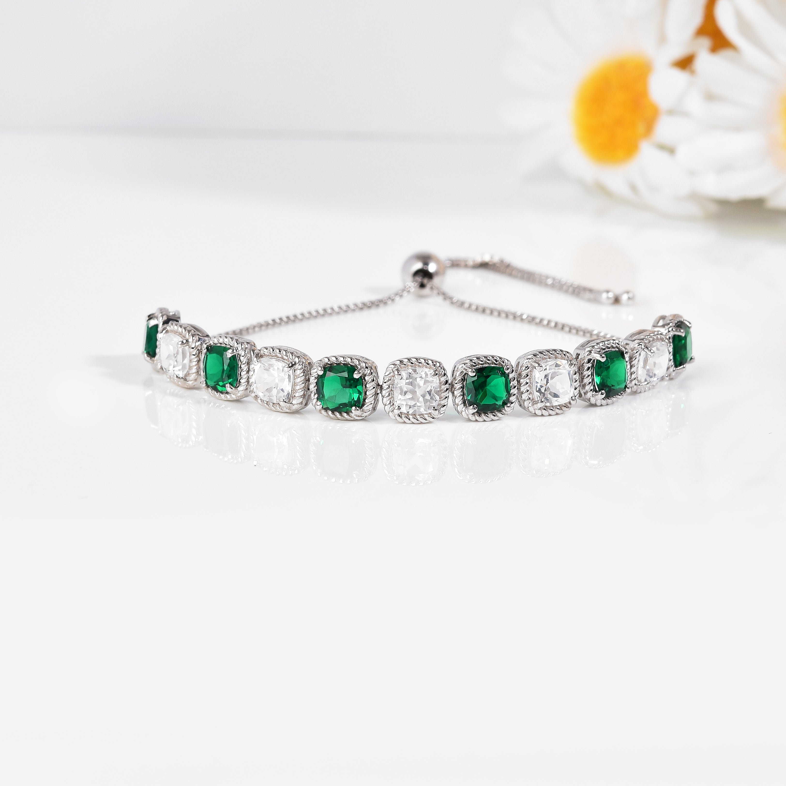 Created Green Emerald Tennis Bracelet