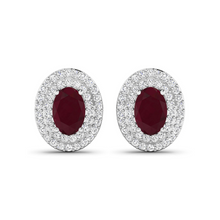 Load image into Gallery viewer, Genuine Ruby and Diamond Studs