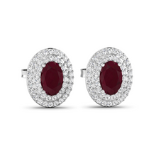Load image into Gallery viewer, Genuine Ruby and Diamond Studs