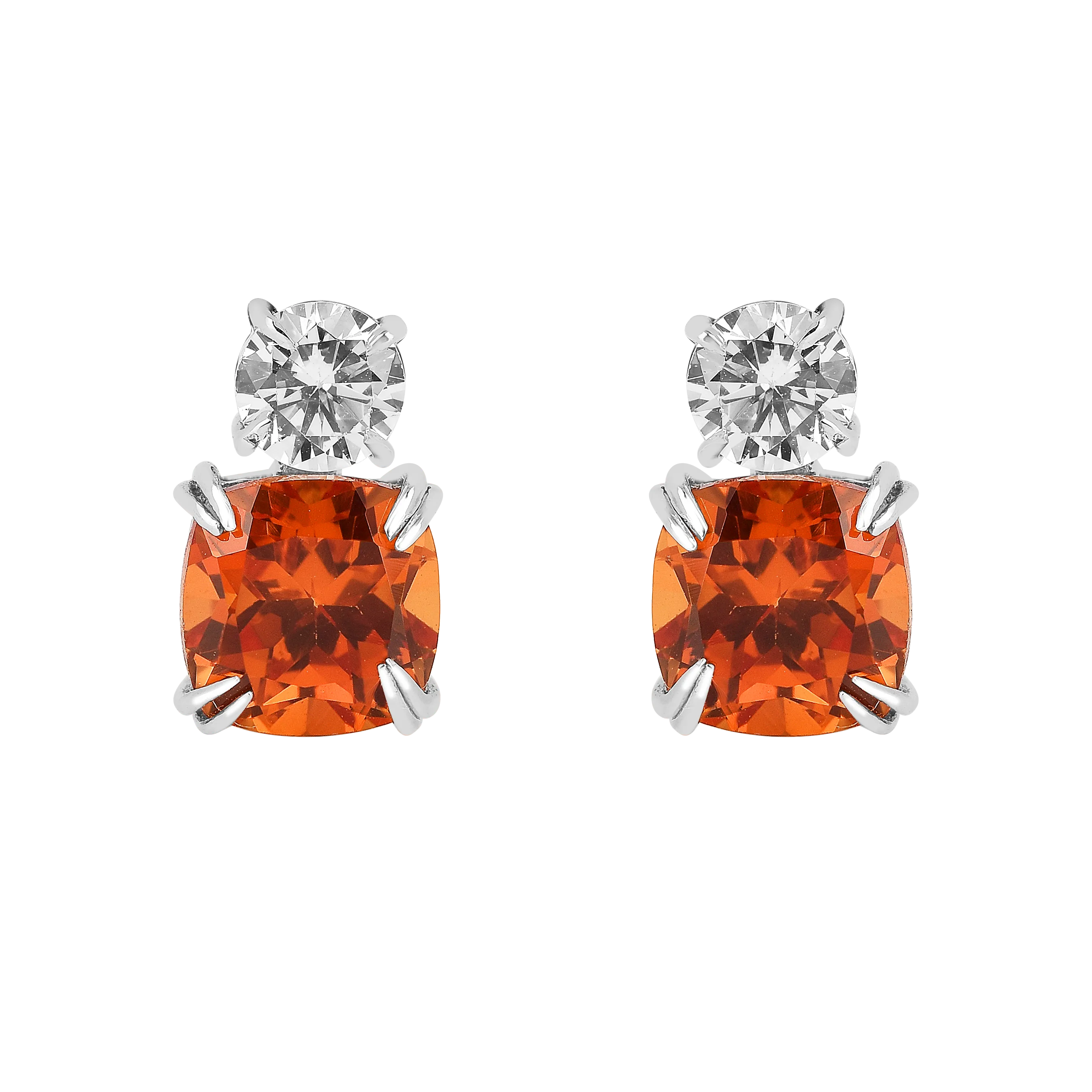 Peach Sapphire Stud Earrings