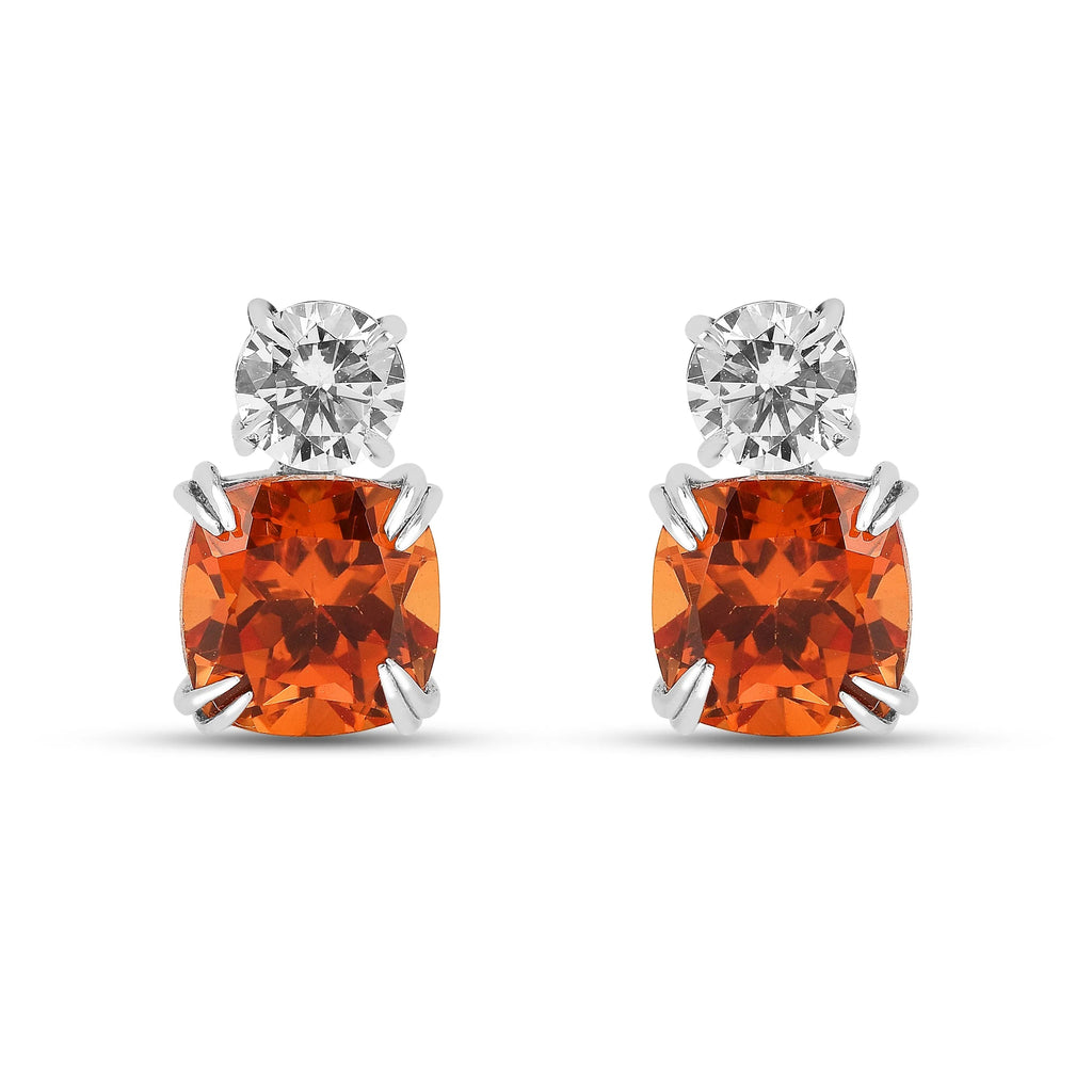 Peach Sapphire Stud Earrings