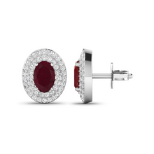 Load image into Gallery viewer, Genuine Ruby and Diamond Studs