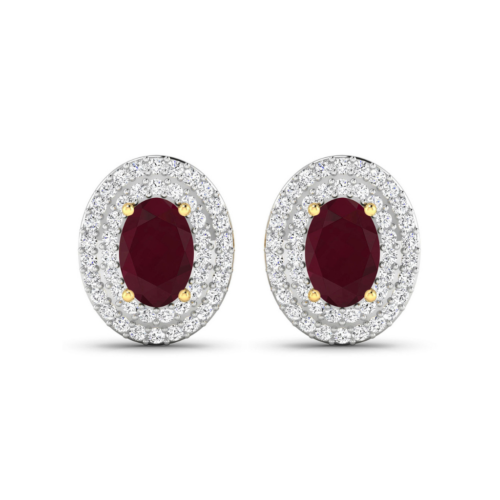 Genuine Ruby and Diamond Studs