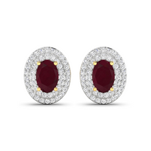 Load image into Gallery viewer, Genuine Ruby and Diamond Studs