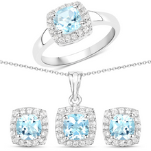 Load image into Gallery viewer, Silver Genuine Blue Topaz Set