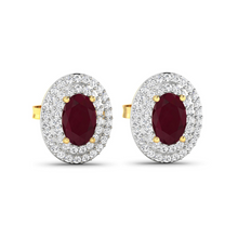 Load image into Gallery viewer, Genuine Ruby and Diamond Studs