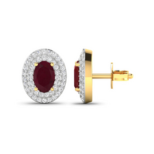 Load image into Gallery viewer, Genuine Ruby and Diamond Studs