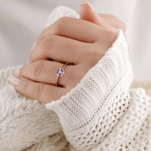Load image into Gallery viewer, Pink Amethyst Solitaire Heart Ring Fine Color Jewels $50 &amp; Under, 5, 6, 7, 925-Sterling-Silver-Gold-Plated-Rose, affordable ring, amethyst heart ring, Barbie ring, dainty heart ring, Disney ring, dla-dm-discount-all-143240, dla-dm-discount-all-154898, engraving, Heart, minimalist rings, Pink, Pink Amethyst, pink amethyst ring, pink gemstone, pink rose gold ring, princess pink ring, sale, Solitaire, solitaire ring, unique ring, valentines 2023