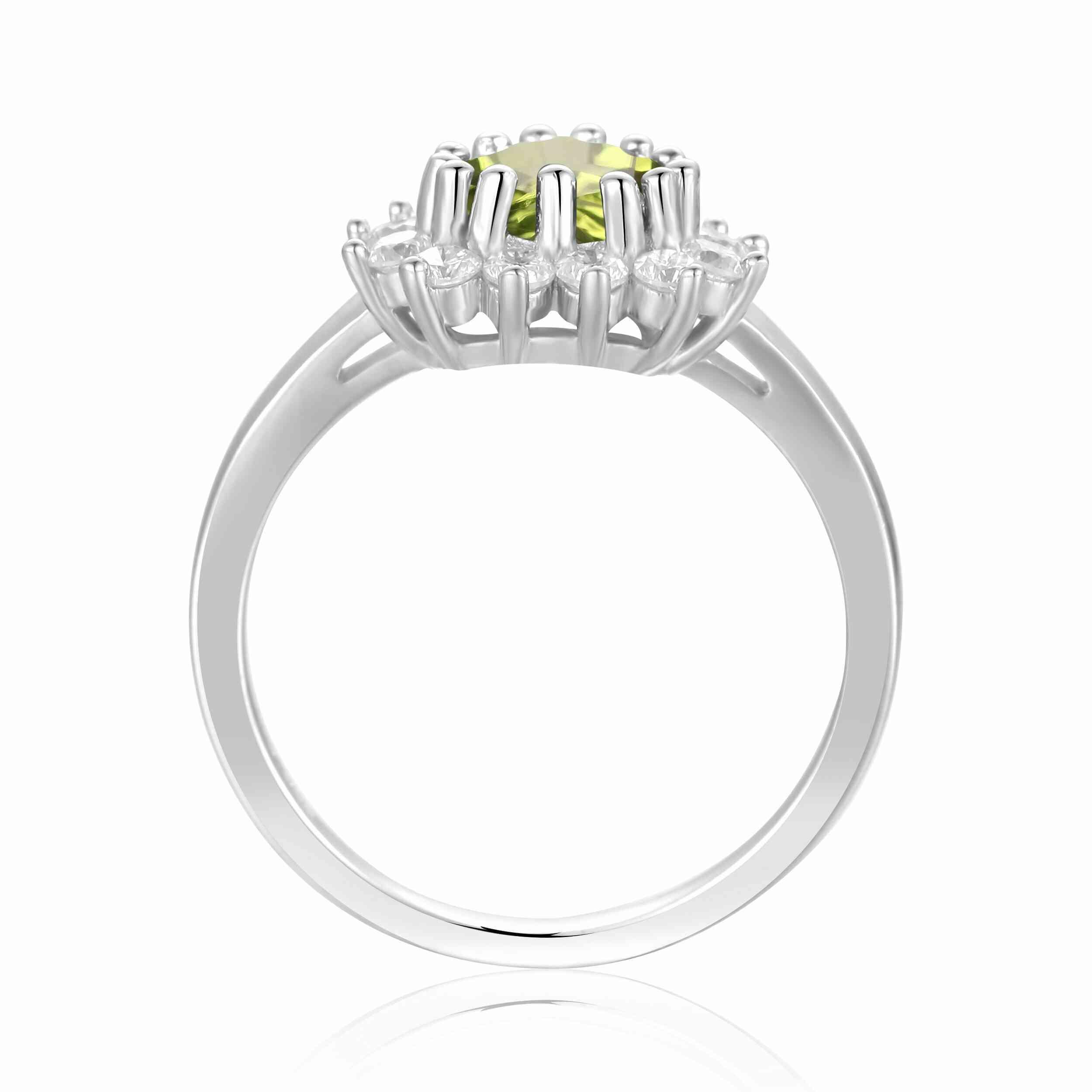 Peridot Heart Ring for Women Sterling Silver Statement Ring Birthday Gift for Her - FineColorJewels