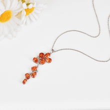 Load image into Gallery viewer, Peach Sapphire Leaf Pendant Necklace FineColorJewels 925 Sterling Silver, best gift for girls, best gift for women, dla-dm-discount-all-154898, gift for her, gift from daughter, lab grown sapphire necklace, leaf necklace, Necklace, peach Gemstone, Peach Sapphire Jewelry, peach Sapphire necklace, peach sapphire pendant necklaceLab Created Padparadscha necklaces, Pink Orange Sapphire, square necklace, Trending Jewelry, Valentine&#39;s Day gift
