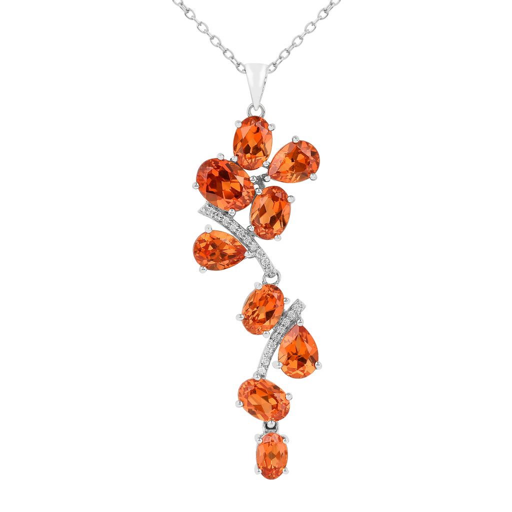 Peach Sapphire Leaf Pendant Necklace FineColorJewels 925 Sterling Silver, best gift for girls, best gift for women, dla-dm-discount-all-154898, gift for her, gift from daughter, lab grown sapphire necklace, leaf necklace, Necklace, peach Gemstone, Peach Sapphire Jewelry, peach Sapphire necklace, peach sapphire pendant necklaceLab Created Padparadscha necklaces, Pink Orange Sapphire, square necklace, Trending Jewelry, Valentine's Day gift