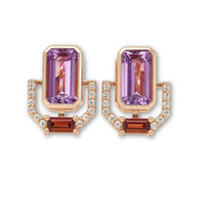 Load image into Gallery viewer, Emerald Cut Purple Amethyst Silver Stud Earrings