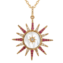 Load image into Gallery viewer, Mother of Pearl Ruby Pendant Necklace