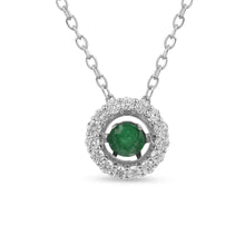 Load image into Gallery viewer, Natural Emerald Dancing Stone Halo Necklace
