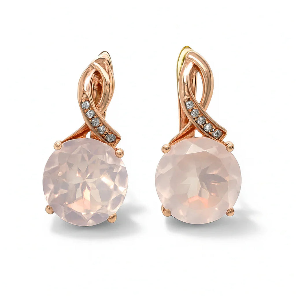 Natural Rose Quartz Silver Leverback Earrings