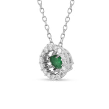 Load image into Gallery viewer, Natural Emerald Dancing Stone Halo Necklace
