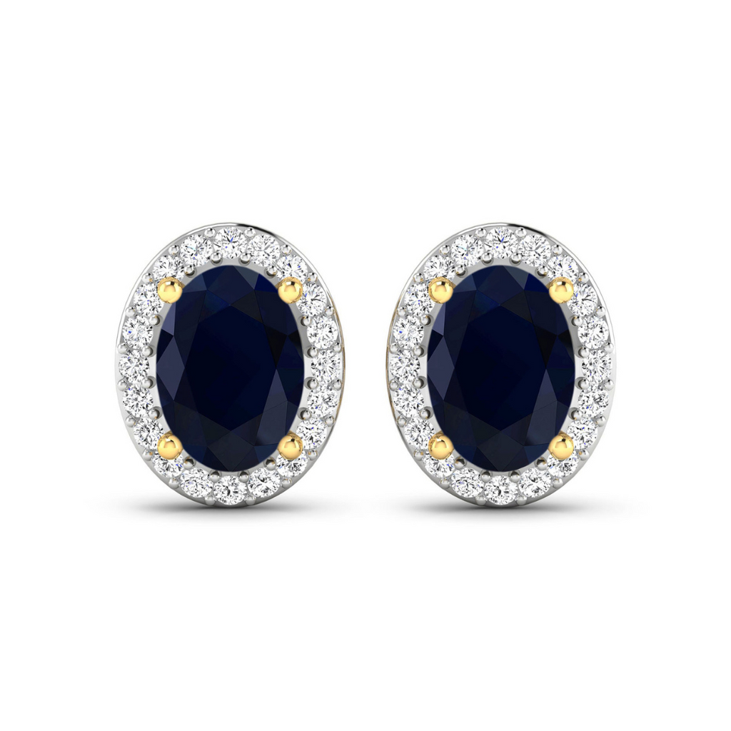 Genuine Diamond and Blue Sapphire Studs