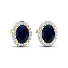 Load image into Gallery viewer, Genuine Diamond and Blue Sapphire Studs