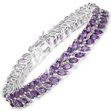 Load image into Gallery viewer, Natural Amethyst Silver Leaf Bracelet