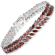 Load image into Gallery viewer, 18K White Gold Over Silver Garnet Tennis Bracelet
